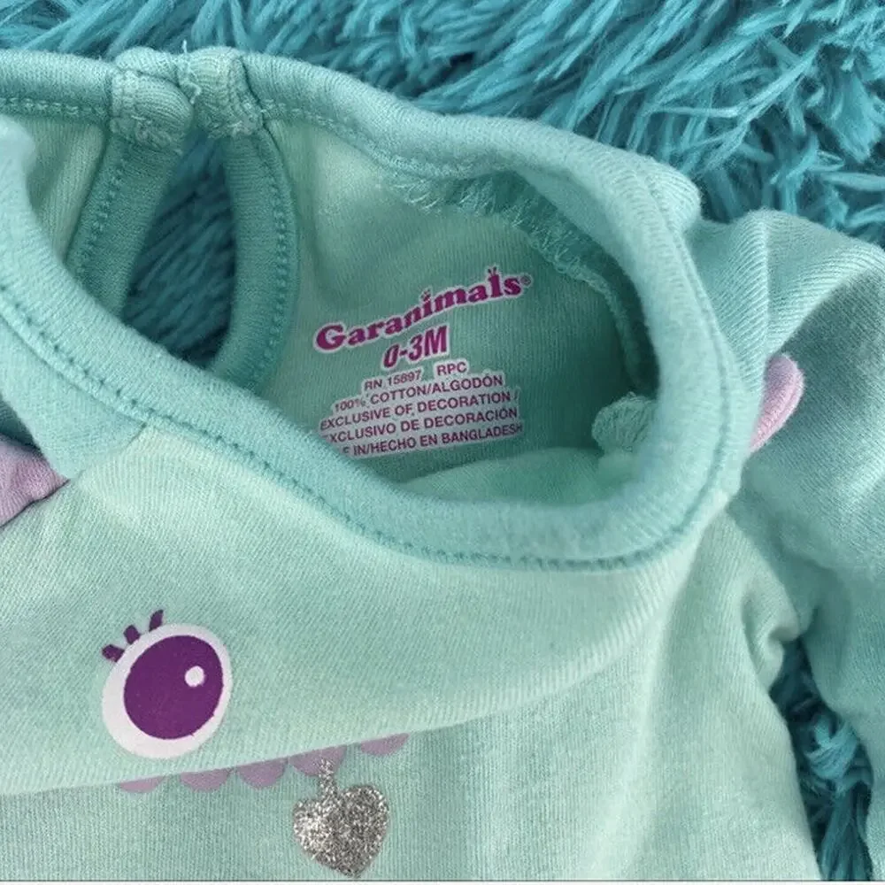 Baby Girl 0-3M Garanimals Onesies Bundle Cat Butterfly Tutu Birds 3 Piece Lot